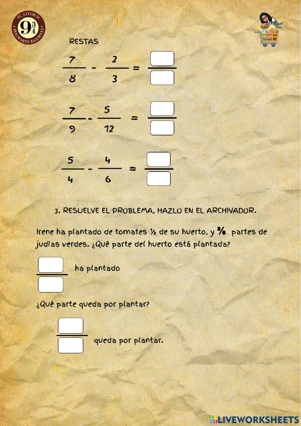 Operaciones con fracciones