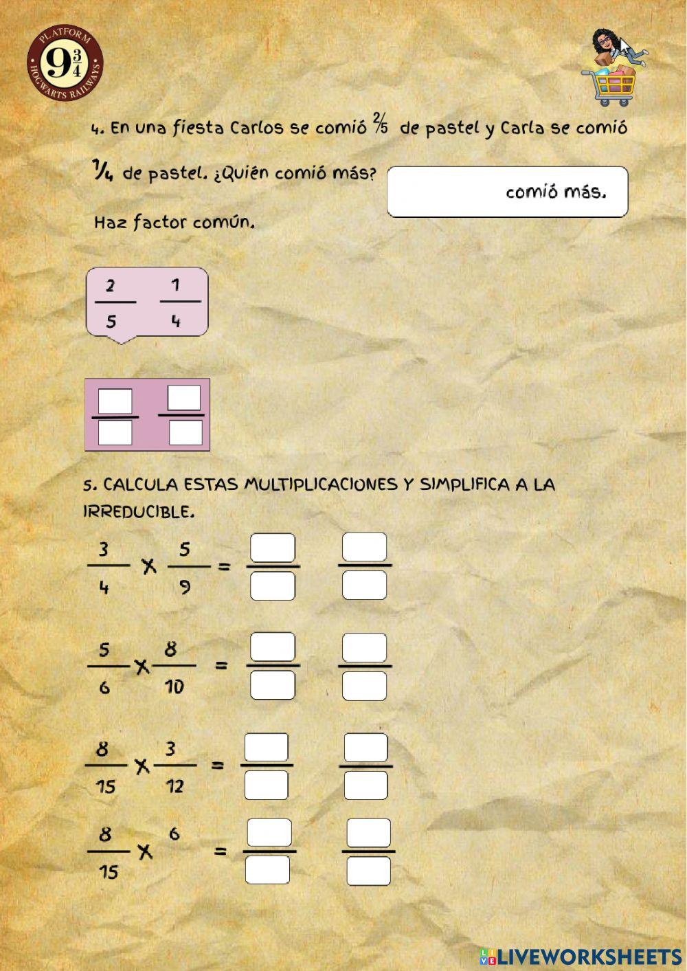 Operaciones con fracciones