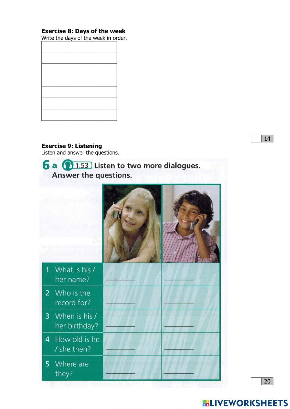 Project 1 Unit 2 Test online exercise for | Live Worksheets