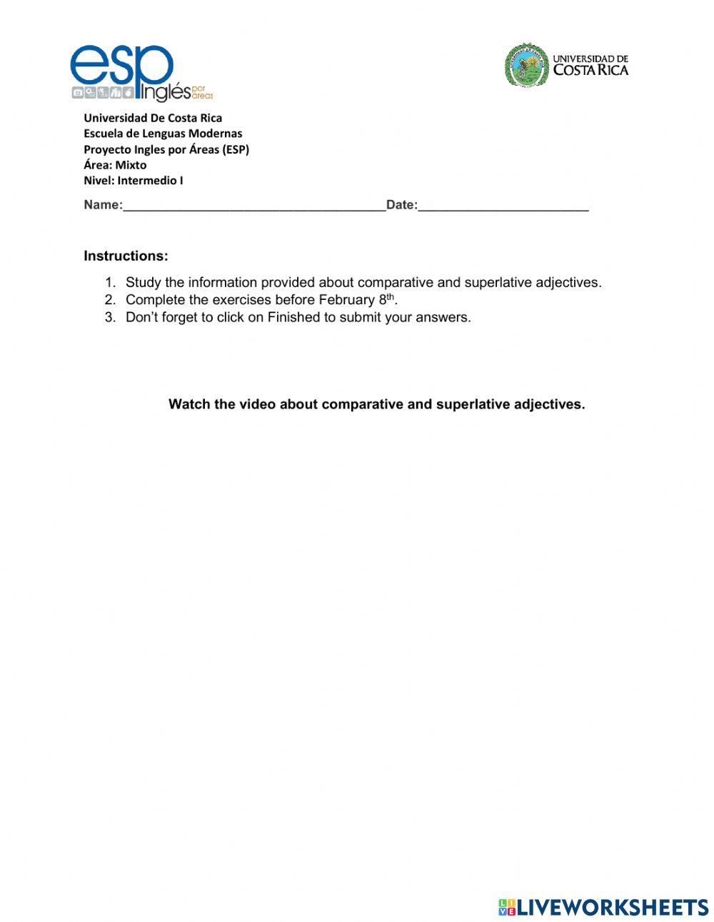 Comparative and superlative adjectives