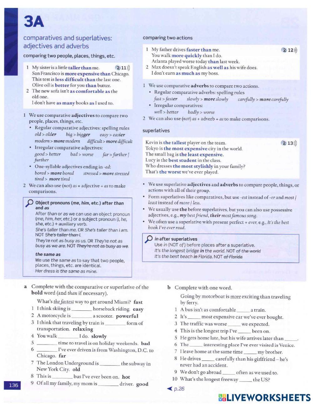 Comparative and superlative adjectives