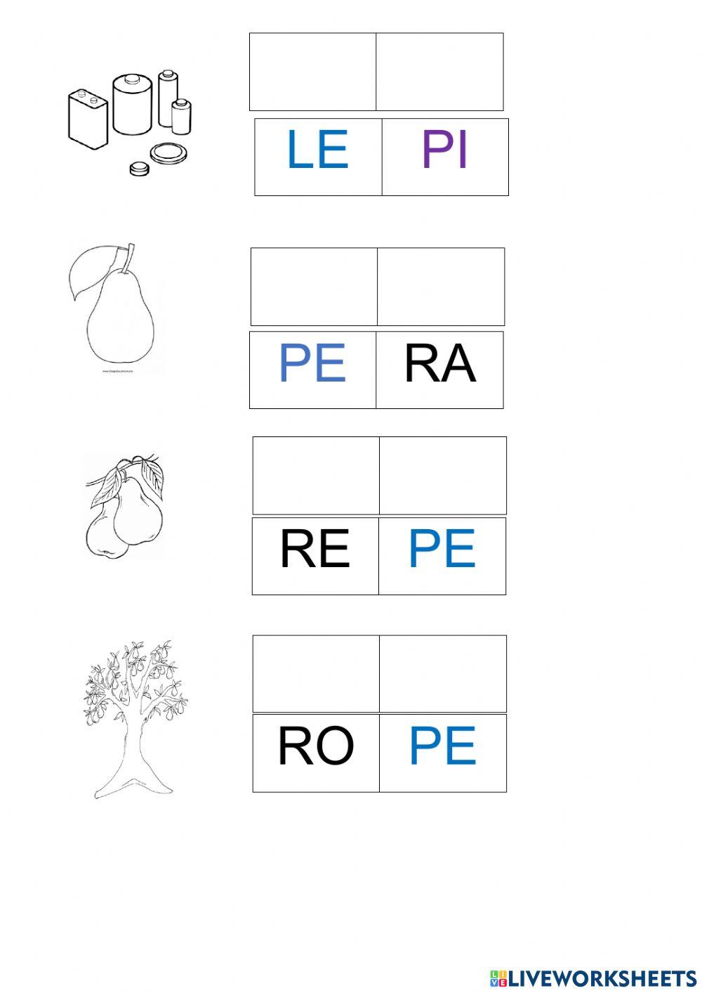 Riordina le sillabe (parole con sillabe PLMR)