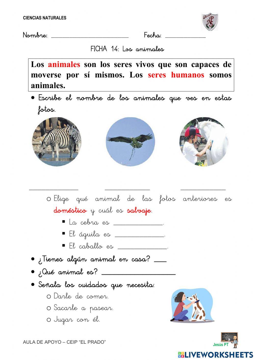 Ficha 14 Los animales-1EP-Ciencias Naturales