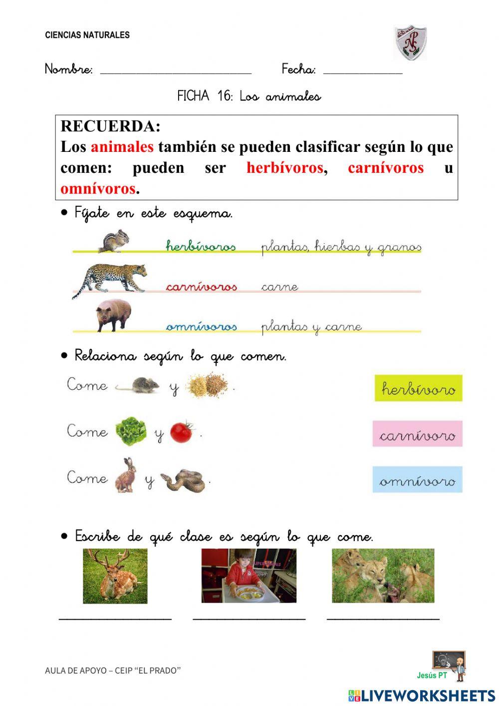 Ficha 16 Los animales-1EP-Ciencias Naturales Ficha 16 Los animales-1EP-Ciencias Naturales