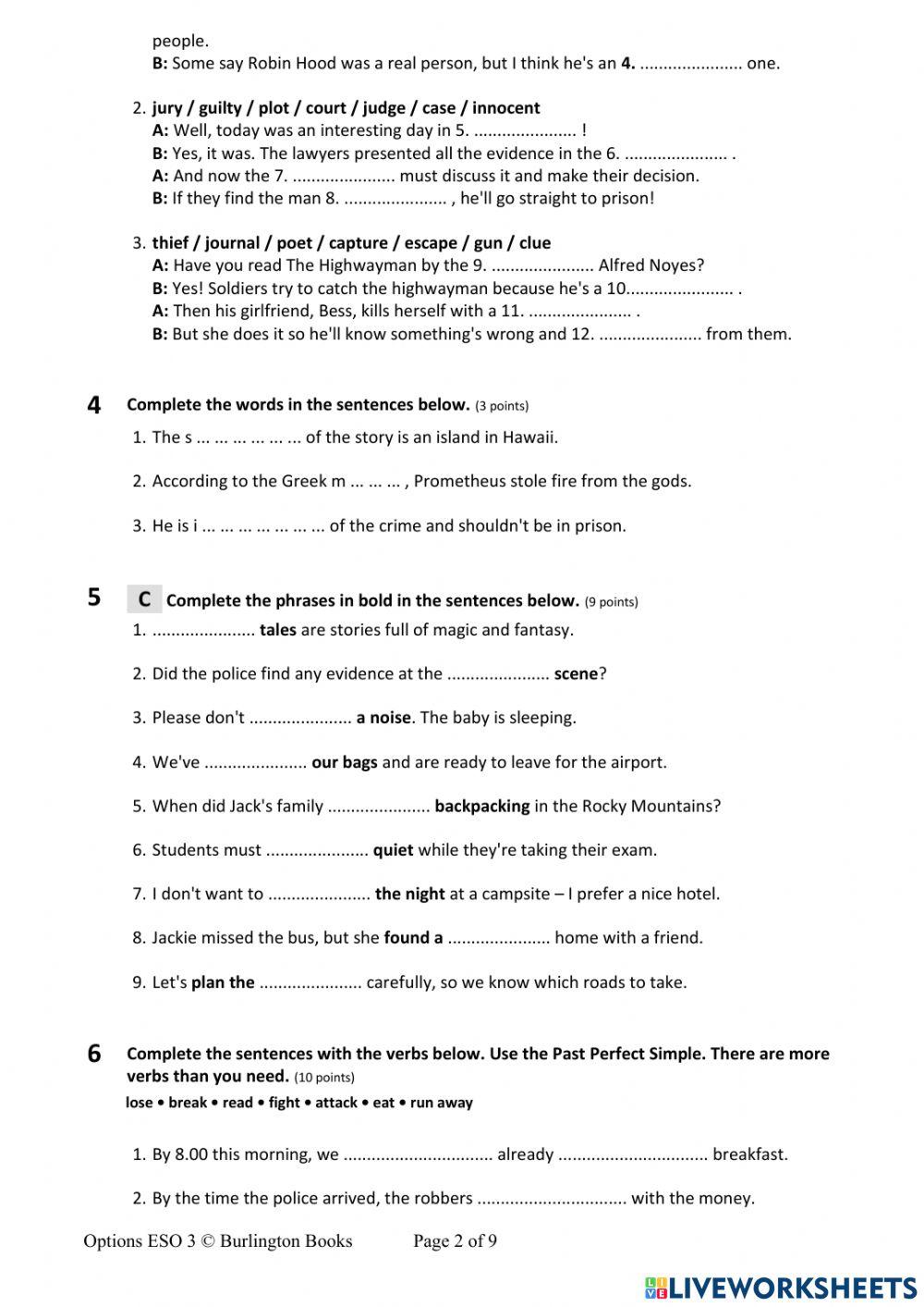 Exam module 2 options 3 eso liveworksheets 5378098