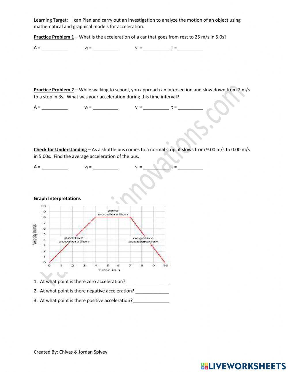 Acceleration Video Notes with Quiz