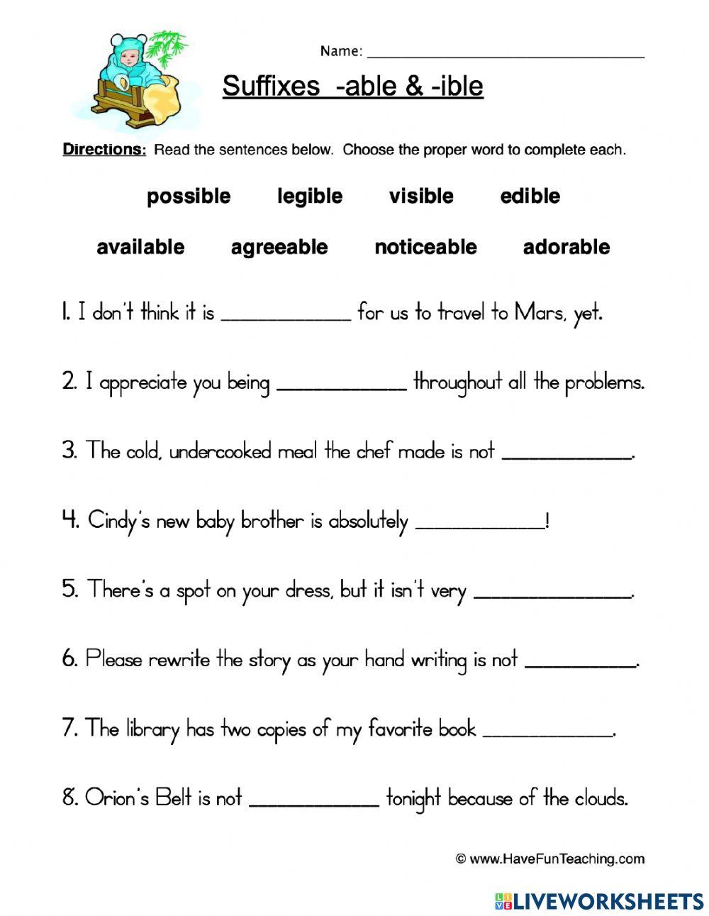 Suffixes -able and -ible