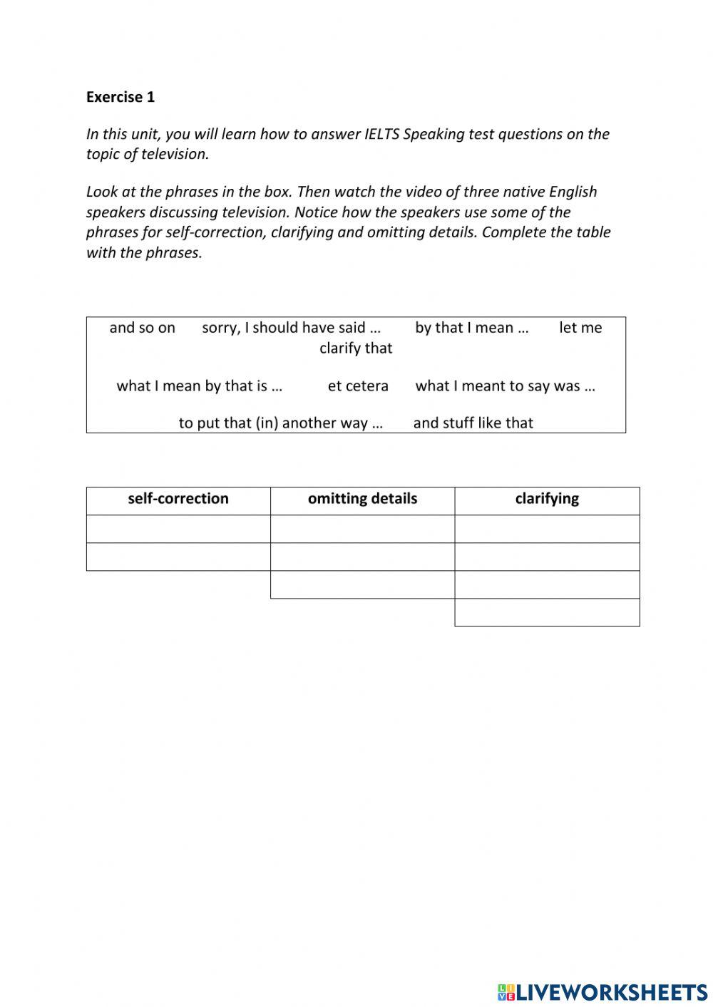 IE3, Unit 7, Speaking, Exercise 1