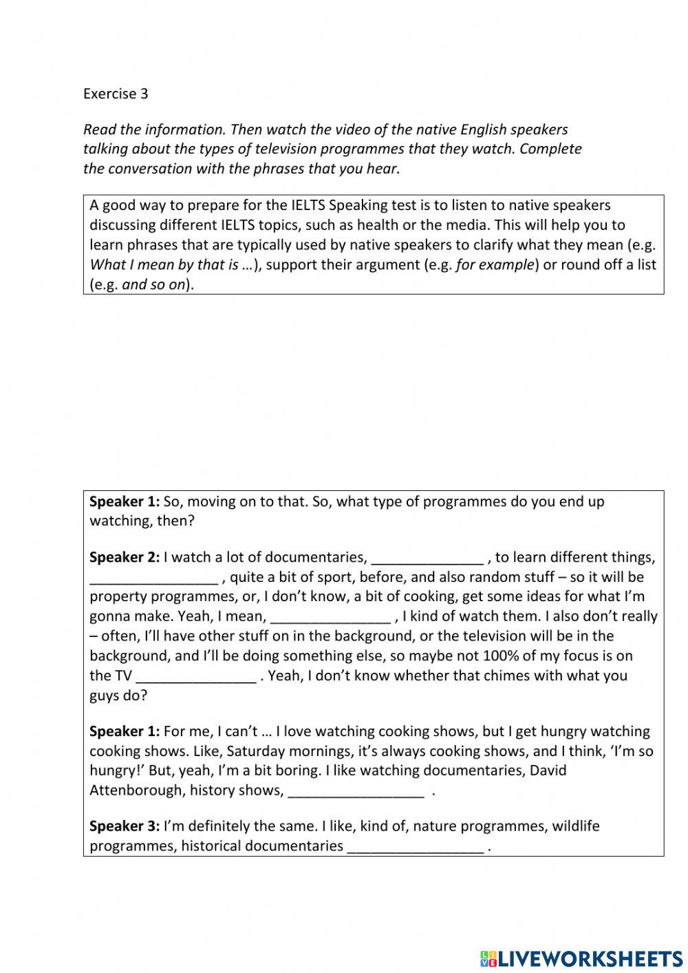IE3, Unit 7, Speaking, Exercise 3