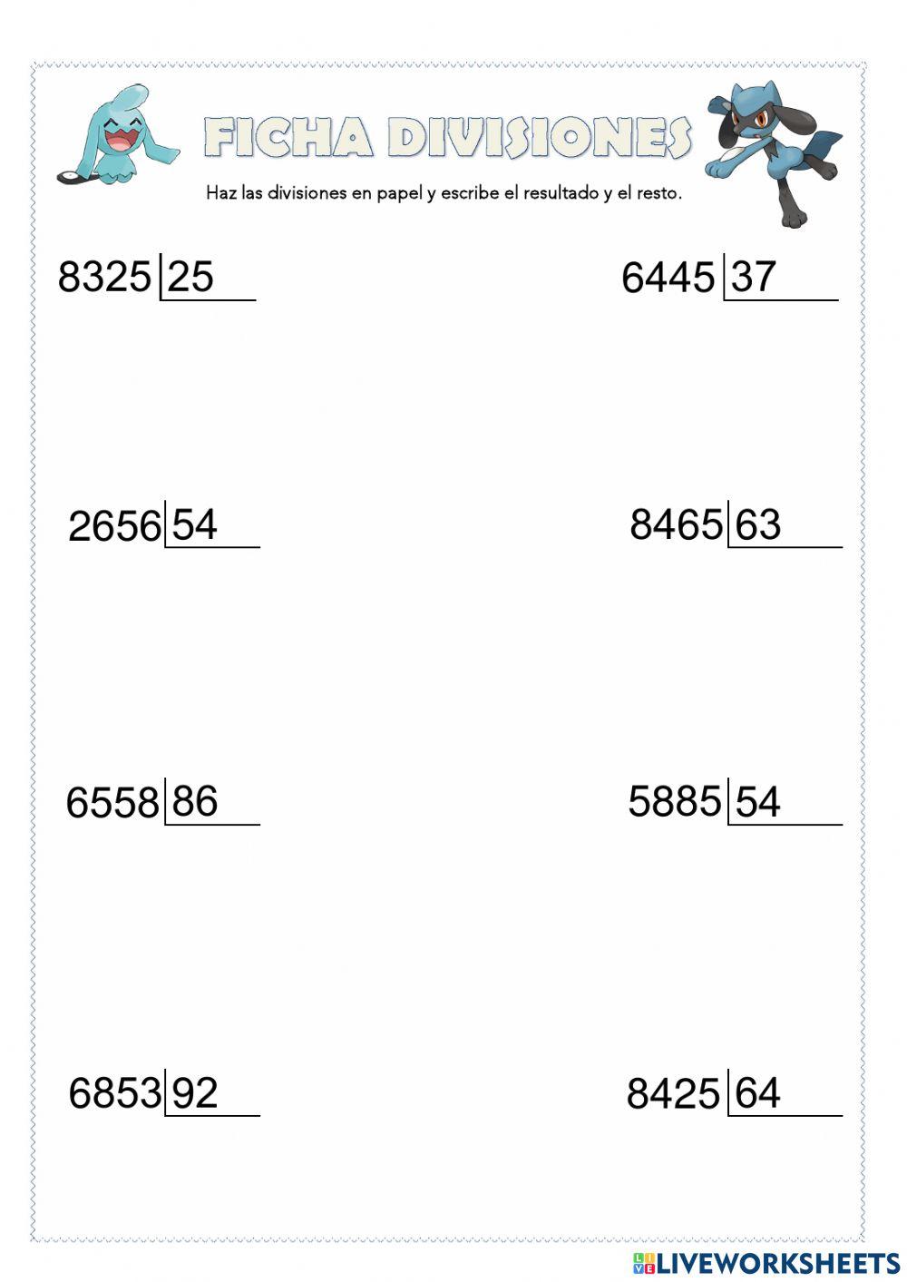 Divisiones por dos cifras
