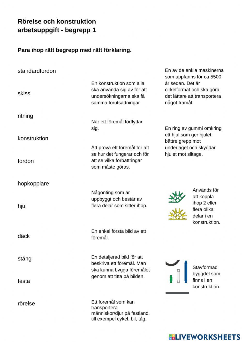 Rörelse och konstruktion begrepp 1