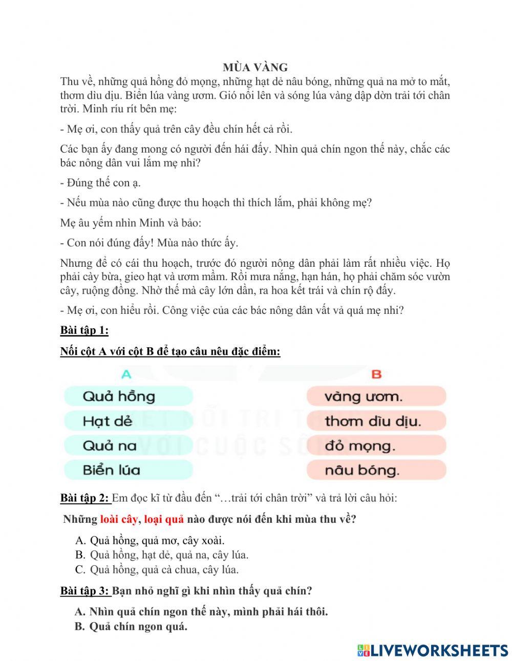 Bài tập tiếng việt