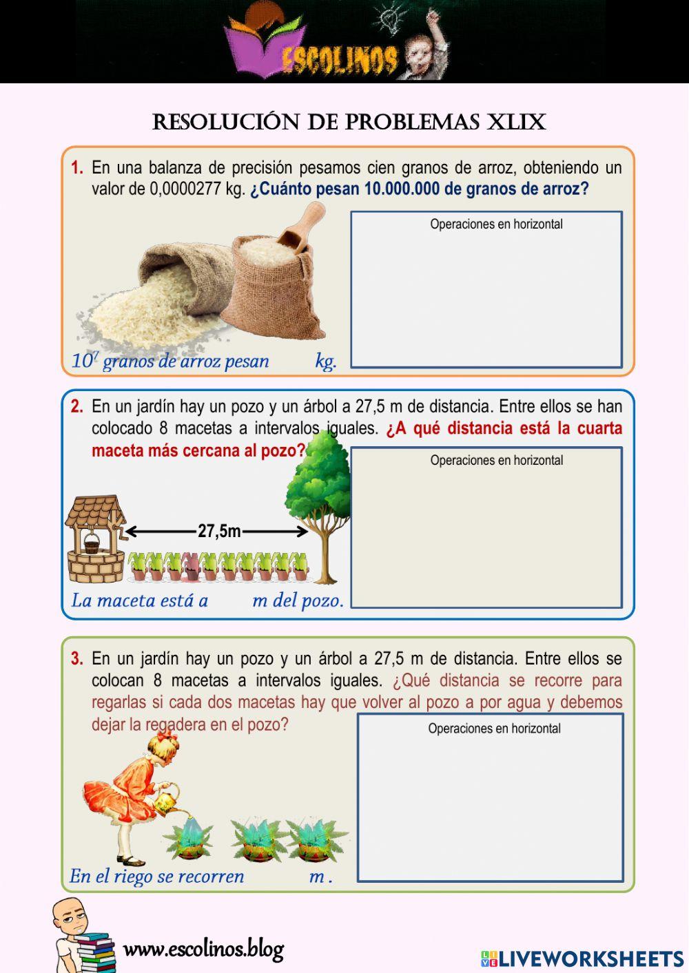 Matemáticas 5º. Resolución de Problemas XLIX