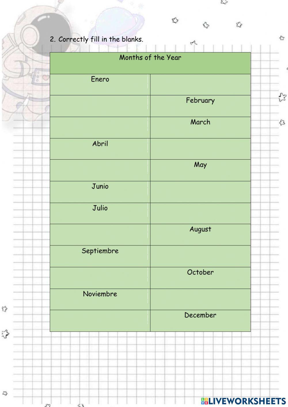 Days of the Months Years