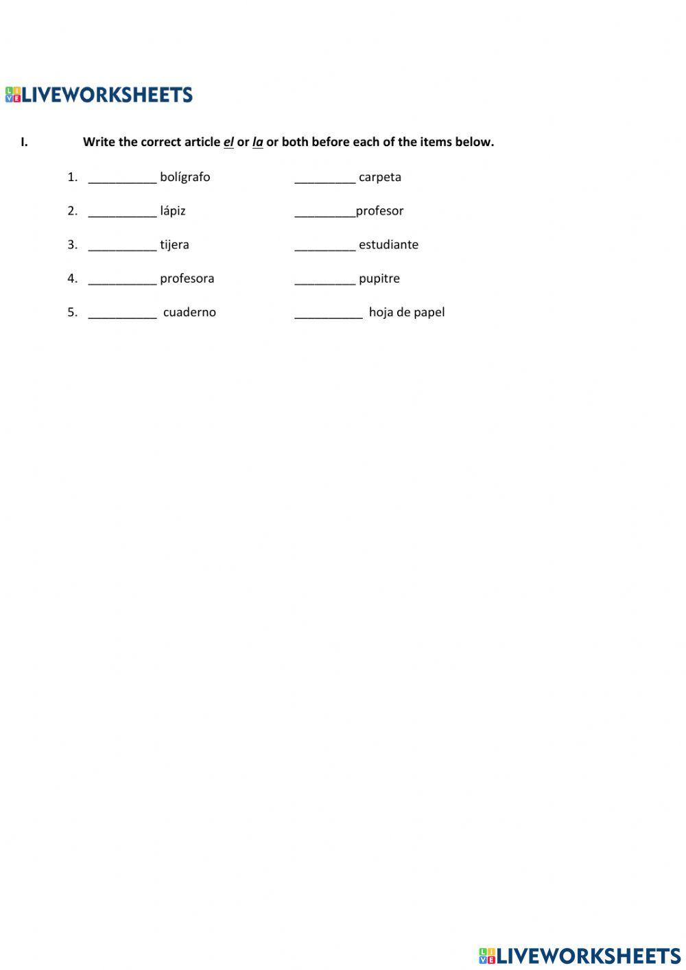 Classroom objects and article