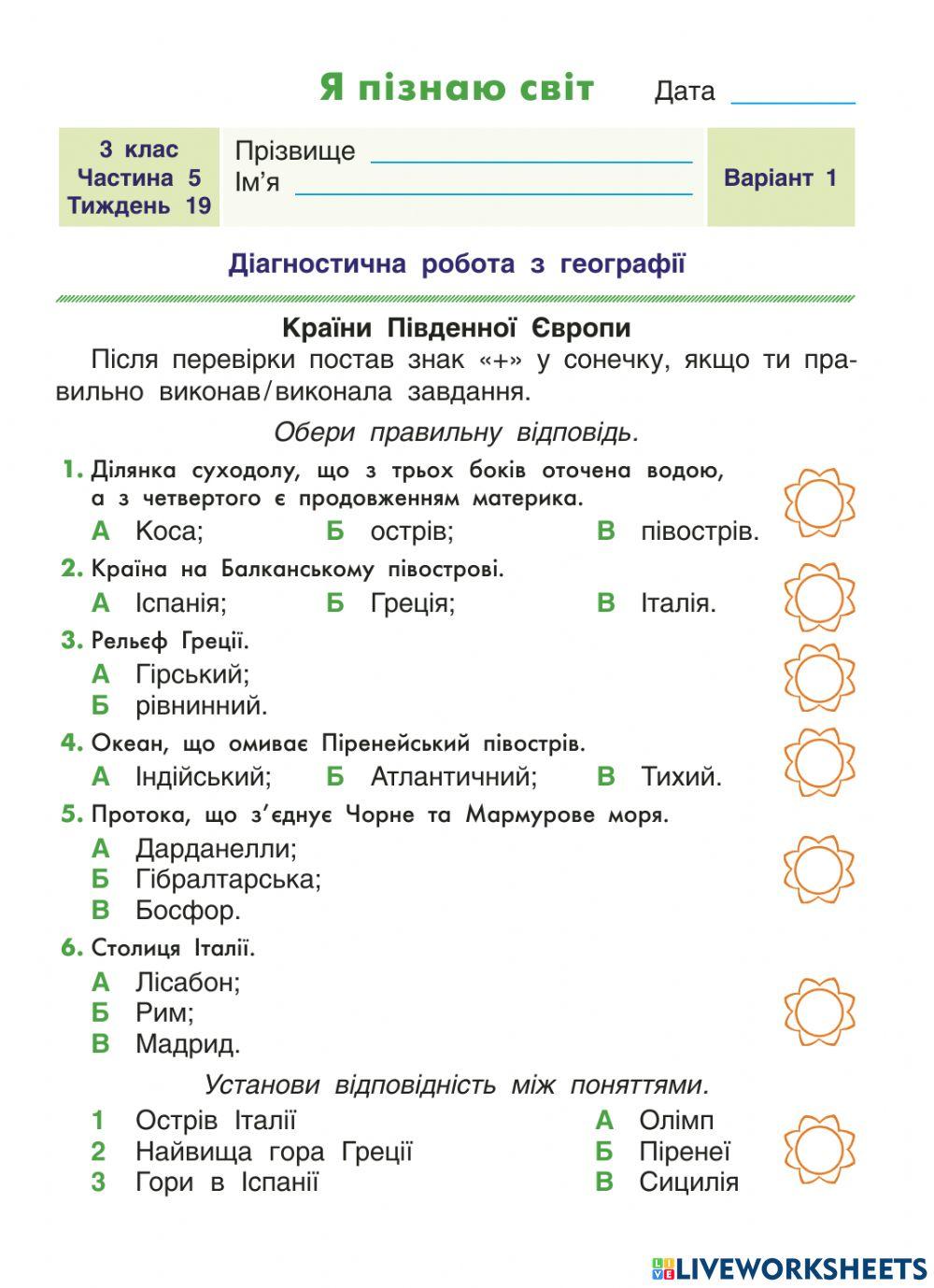 Діагностична робота ЯПС Країни Південної Європи
