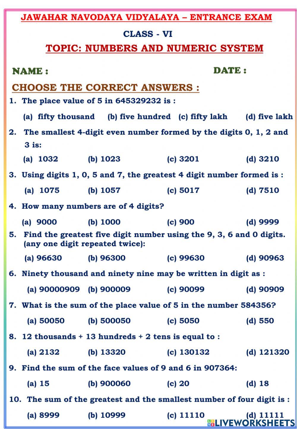 Jnv-number system