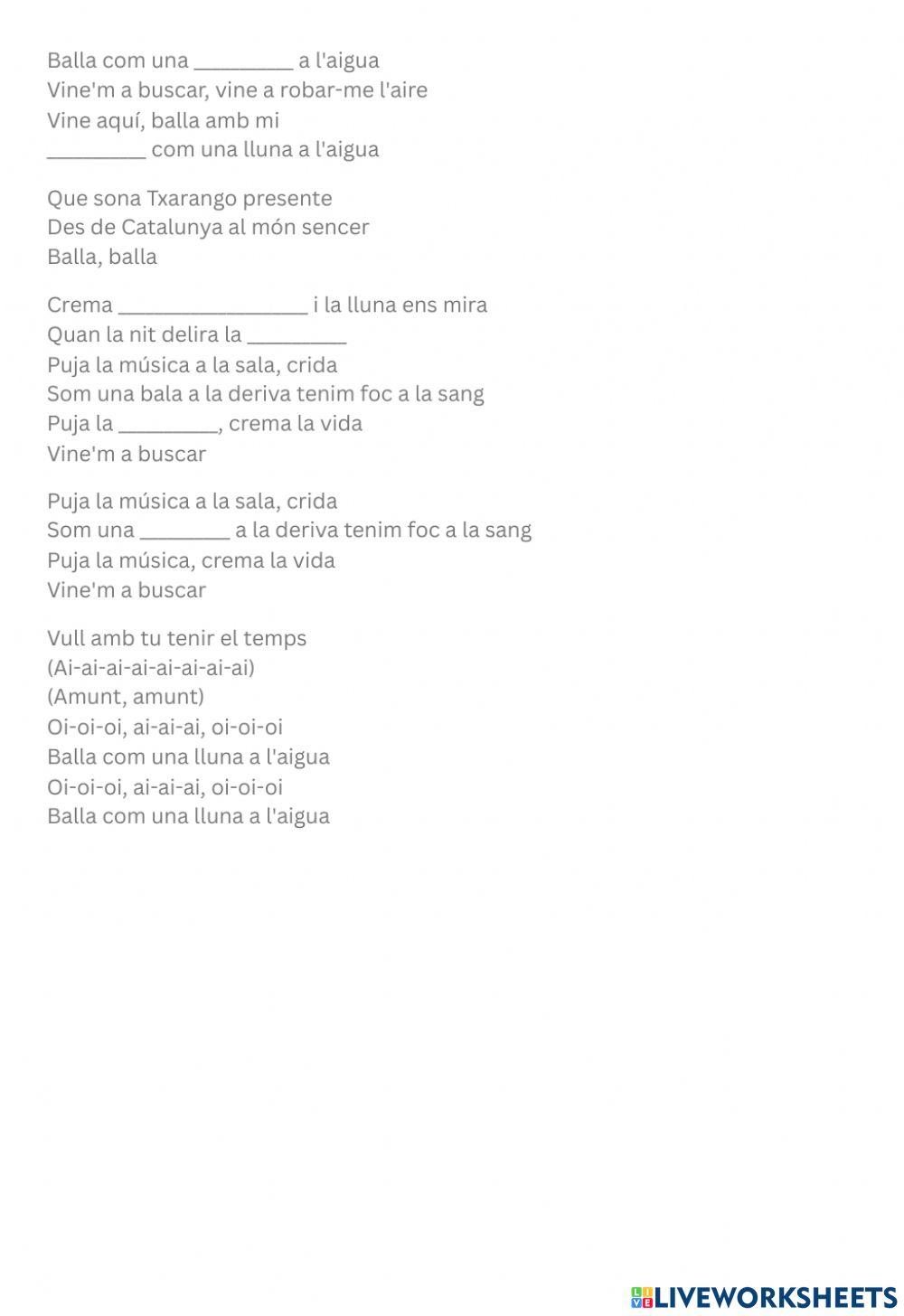 Txarango – Una lluna a l'aigua lletra