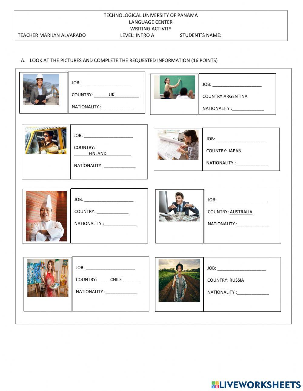 Jobs and nationalities