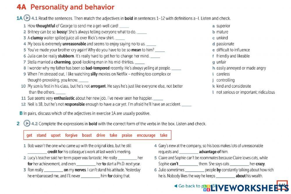 Personality and behavior