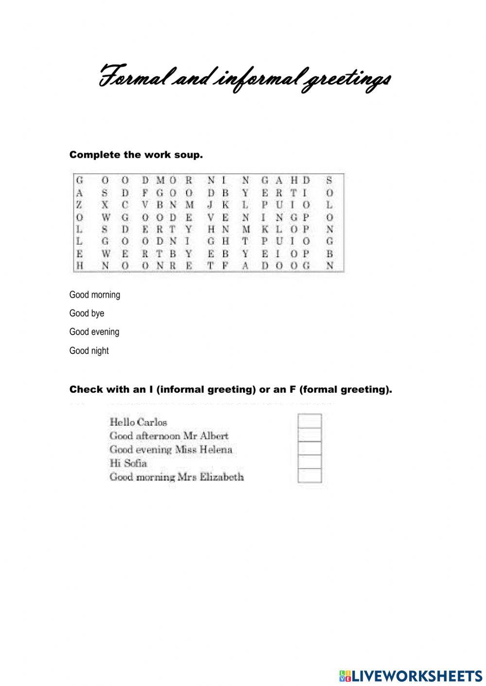 Saludos formales e informales