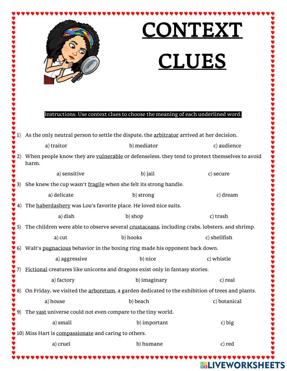 Context Clues online exercise for | Live Worksheets