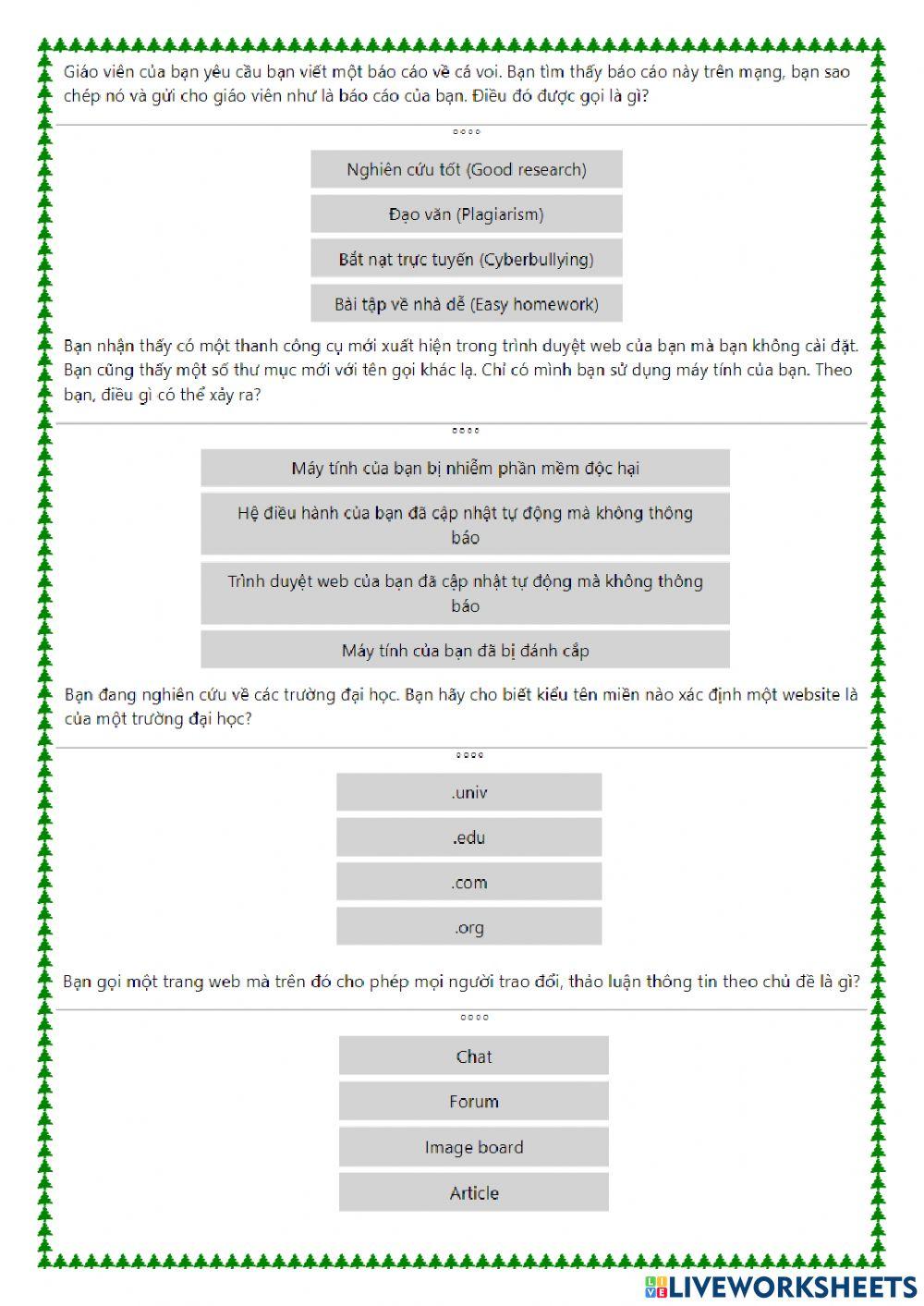 Khối 5 - GMetrix - Exam 1A