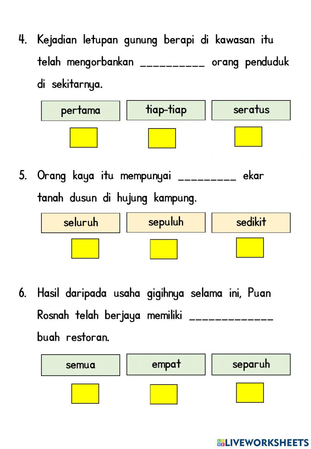 Penggunaan kata bilangan