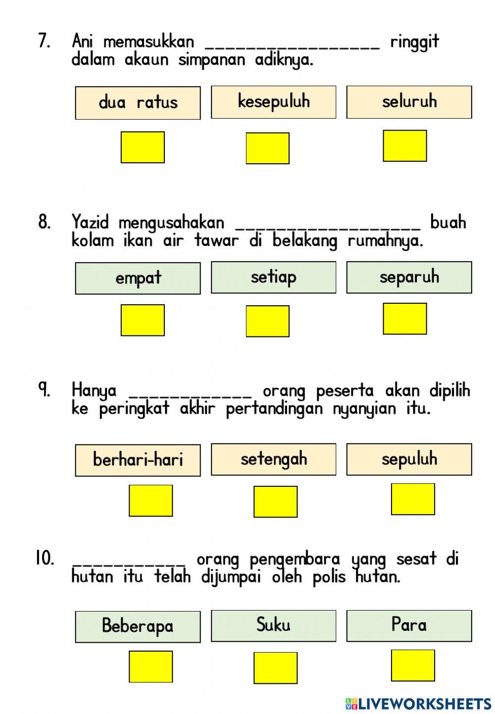 Penggunaan kata bilangan