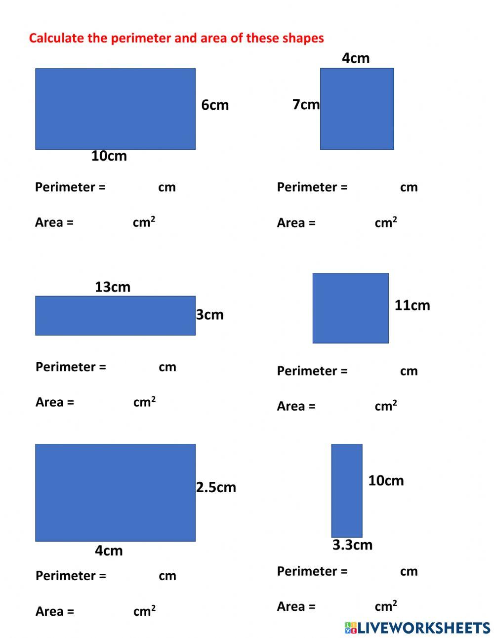 Perimeter, area and volume