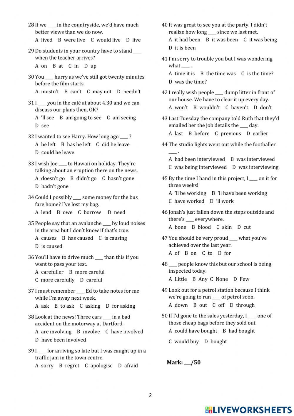 Placement test - Teens