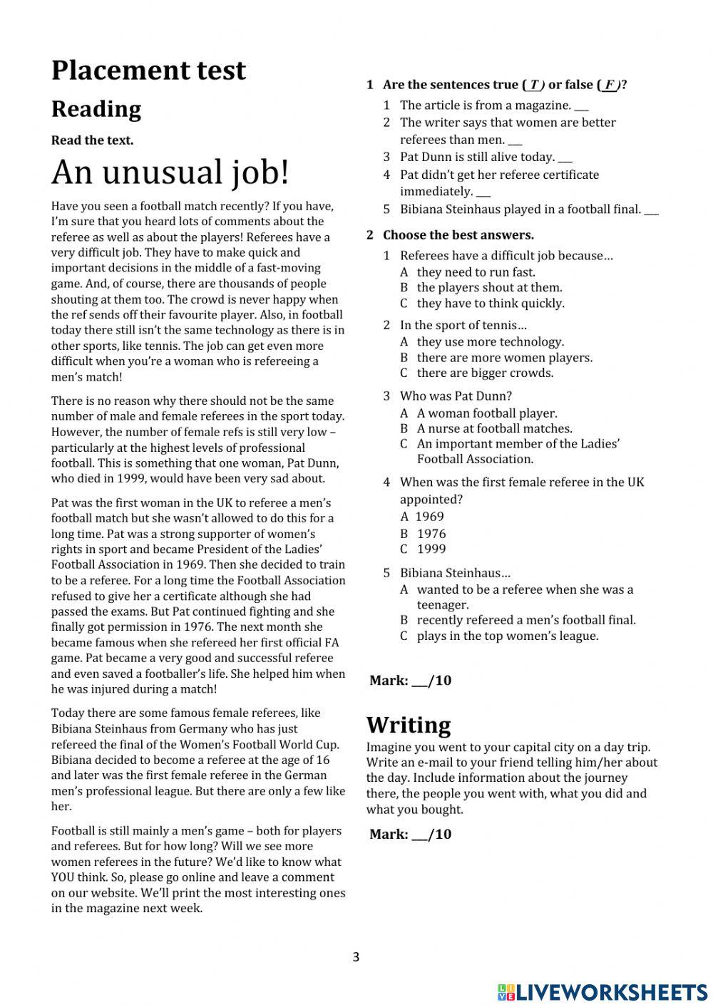 Placement test - Teens