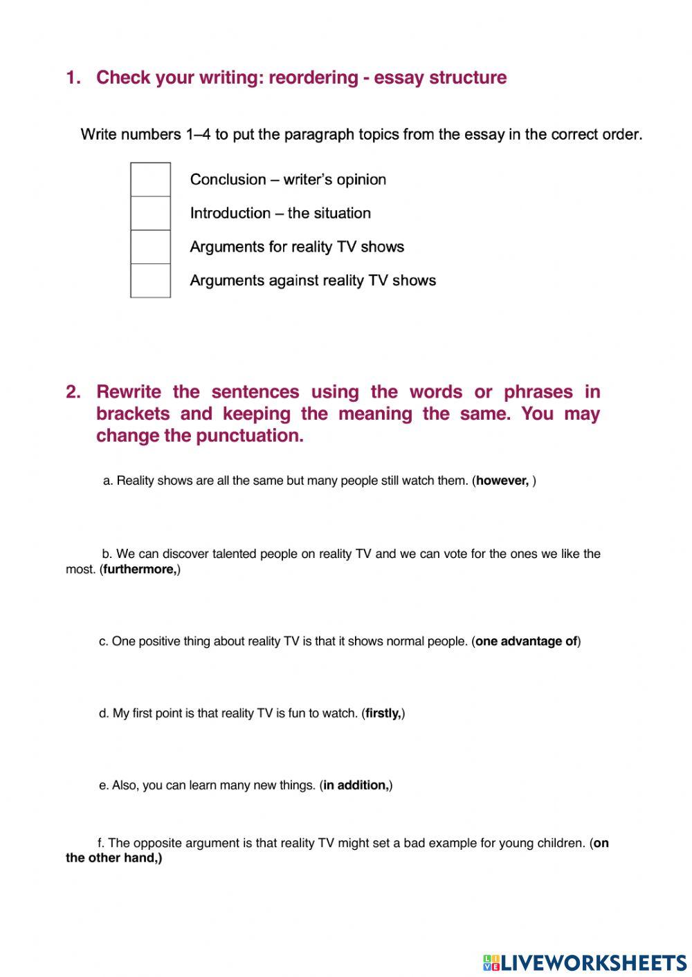 A For and Against Essay (Argumentative text)