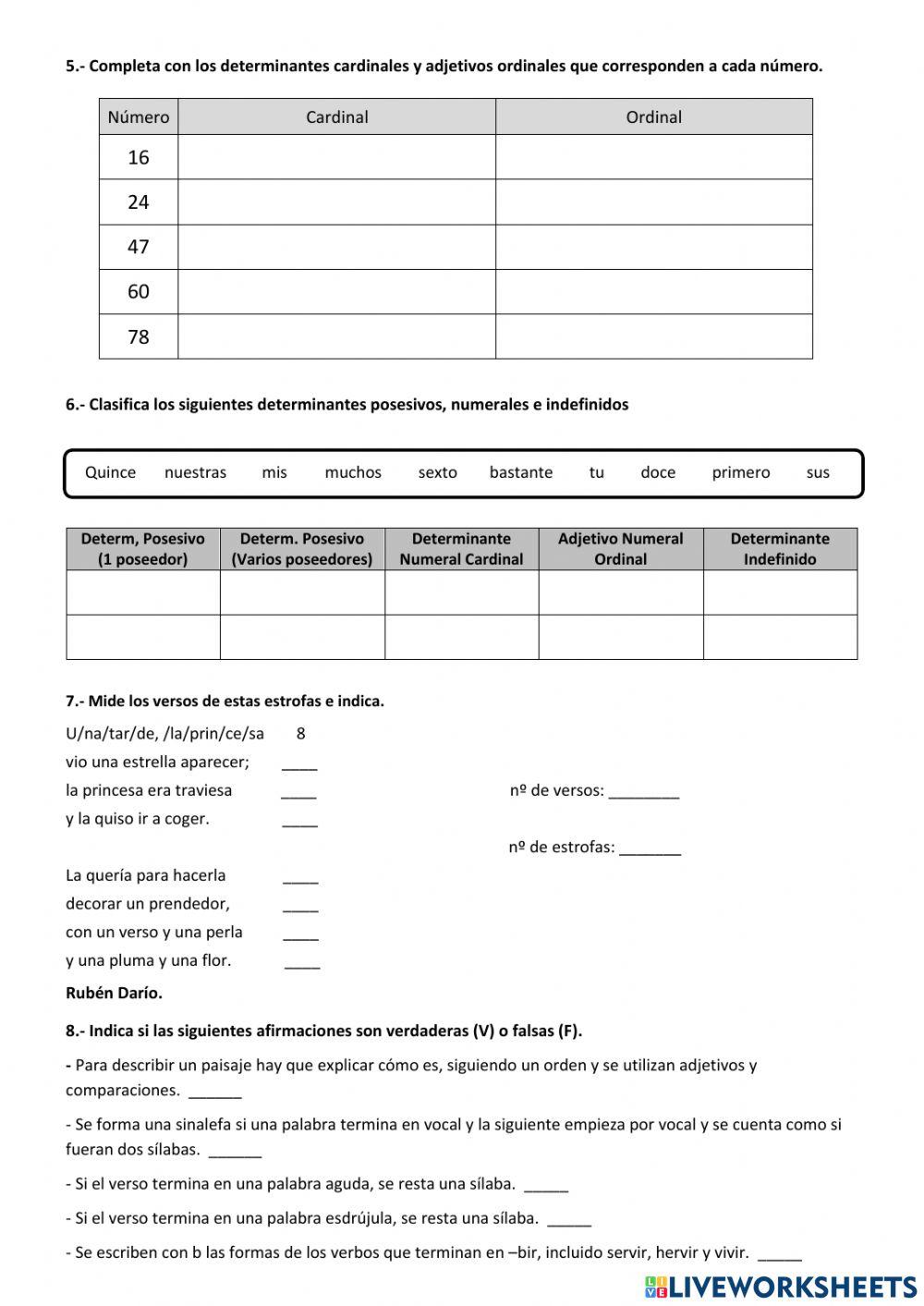 Ficha de repaso Lengua U.D.6 5º
