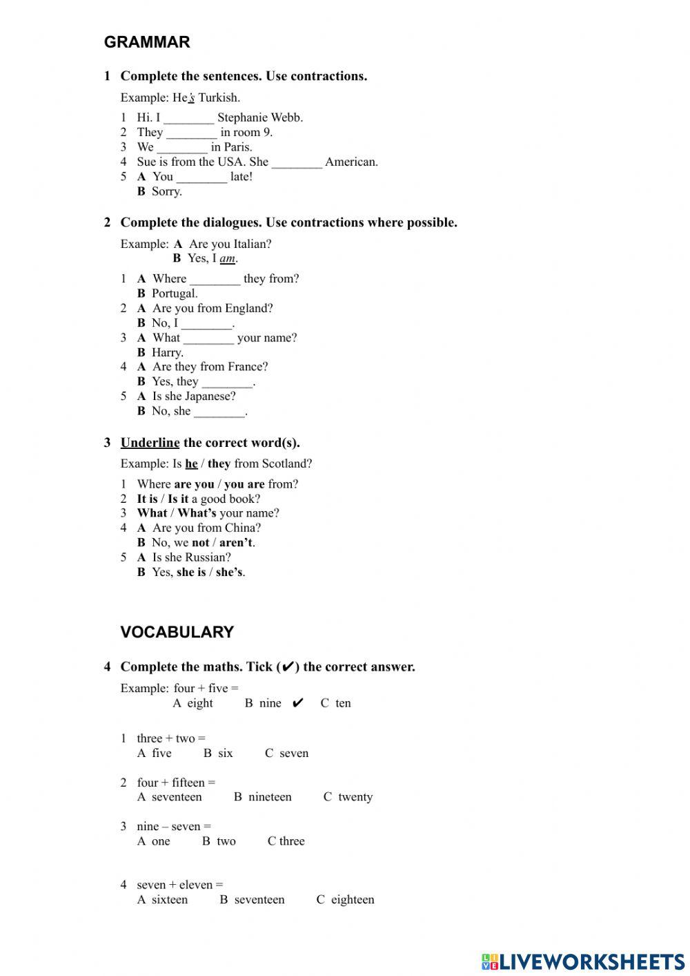 Adults 1: MID-TERM TEST