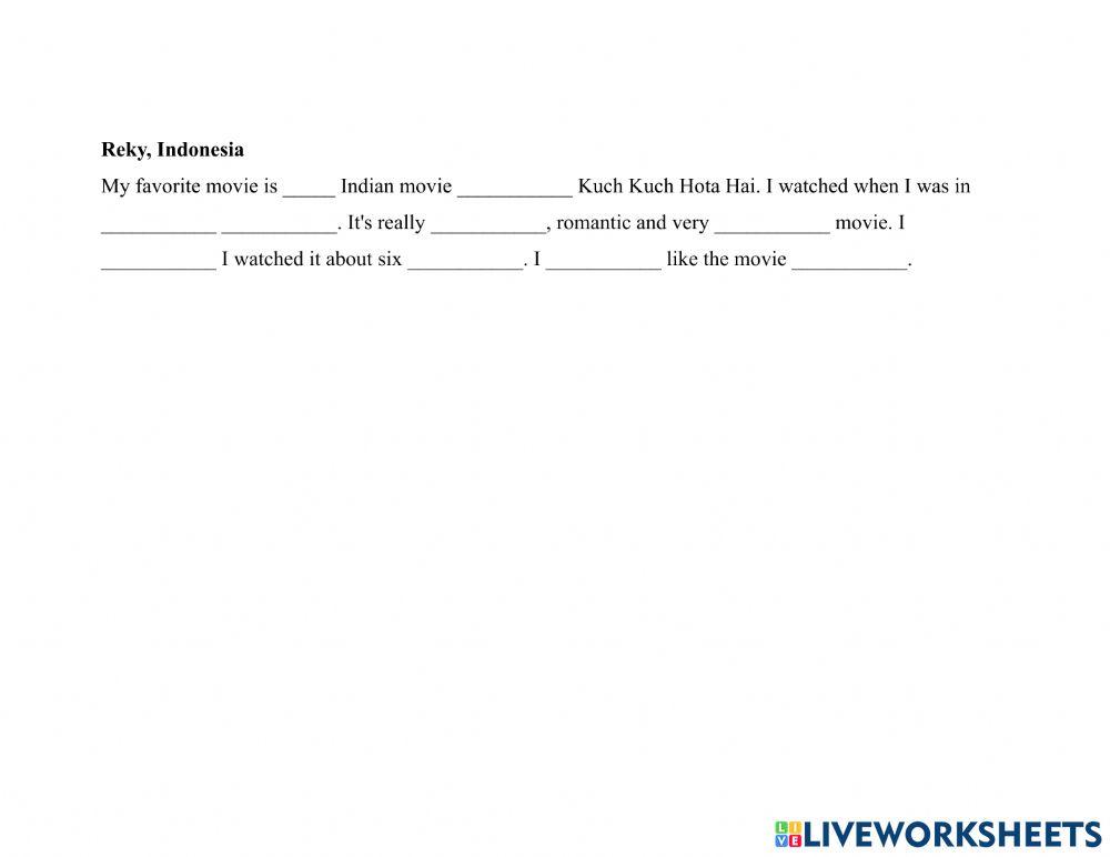 TV-TV Programs-6 ppl Fav Movie Dictation Exercise