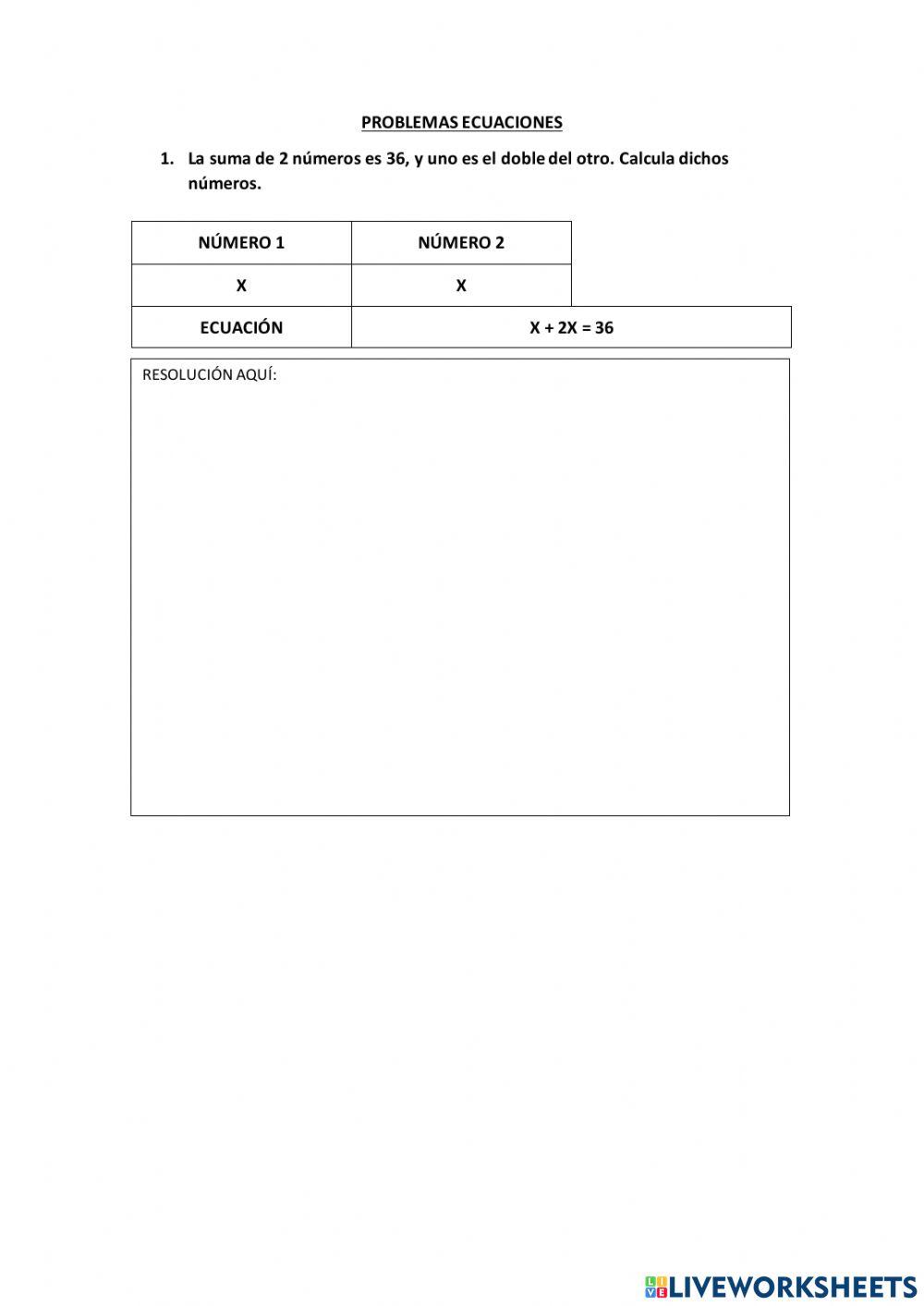 Problemas ecuaciones