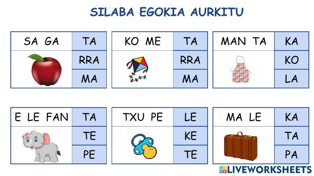 Kontzientzia fonologikoa. Silaba aurkitu