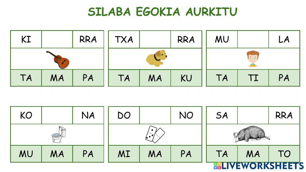 Kontzientzia fonologikoa. Silaba aurkitu