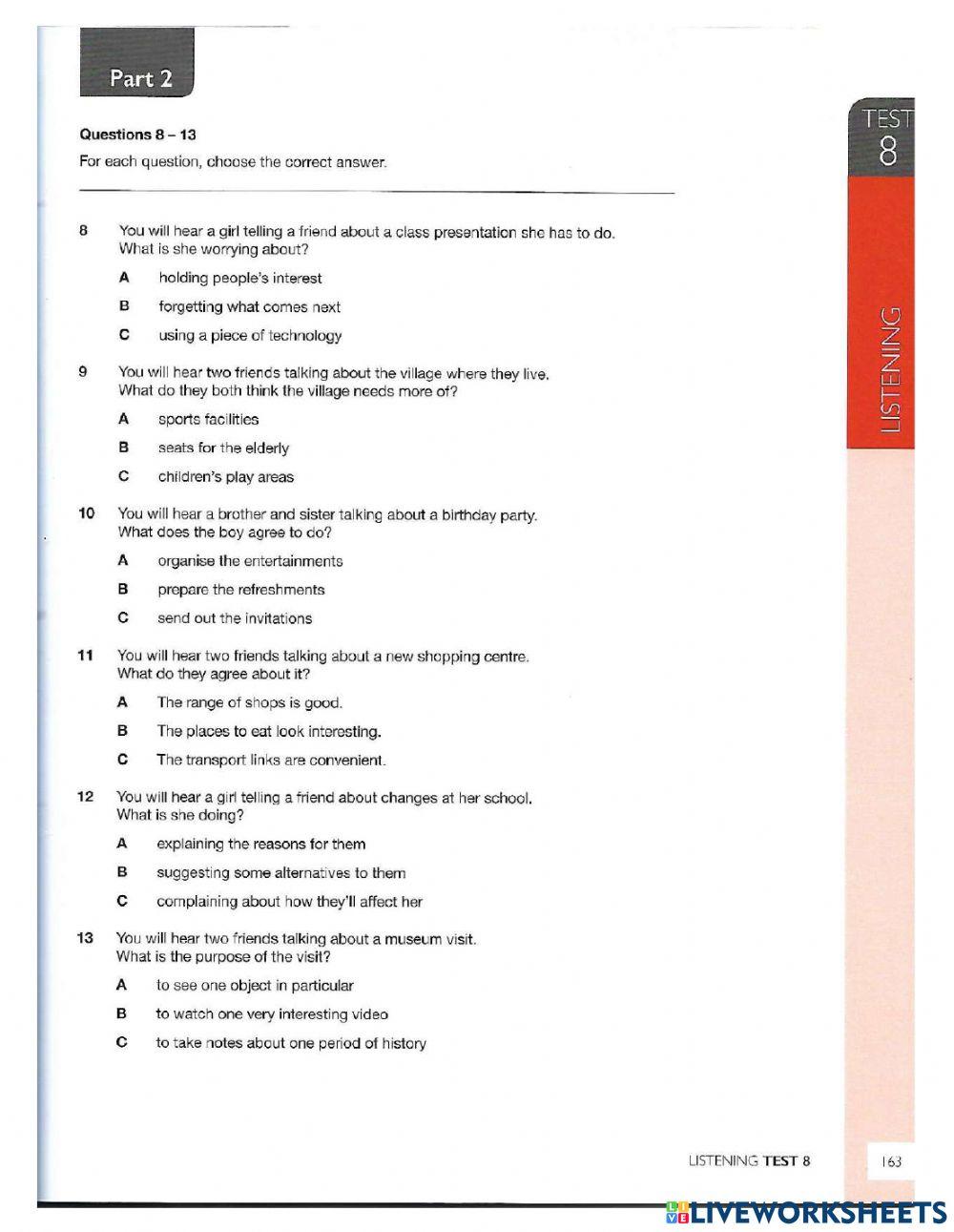B1 test 8 listening