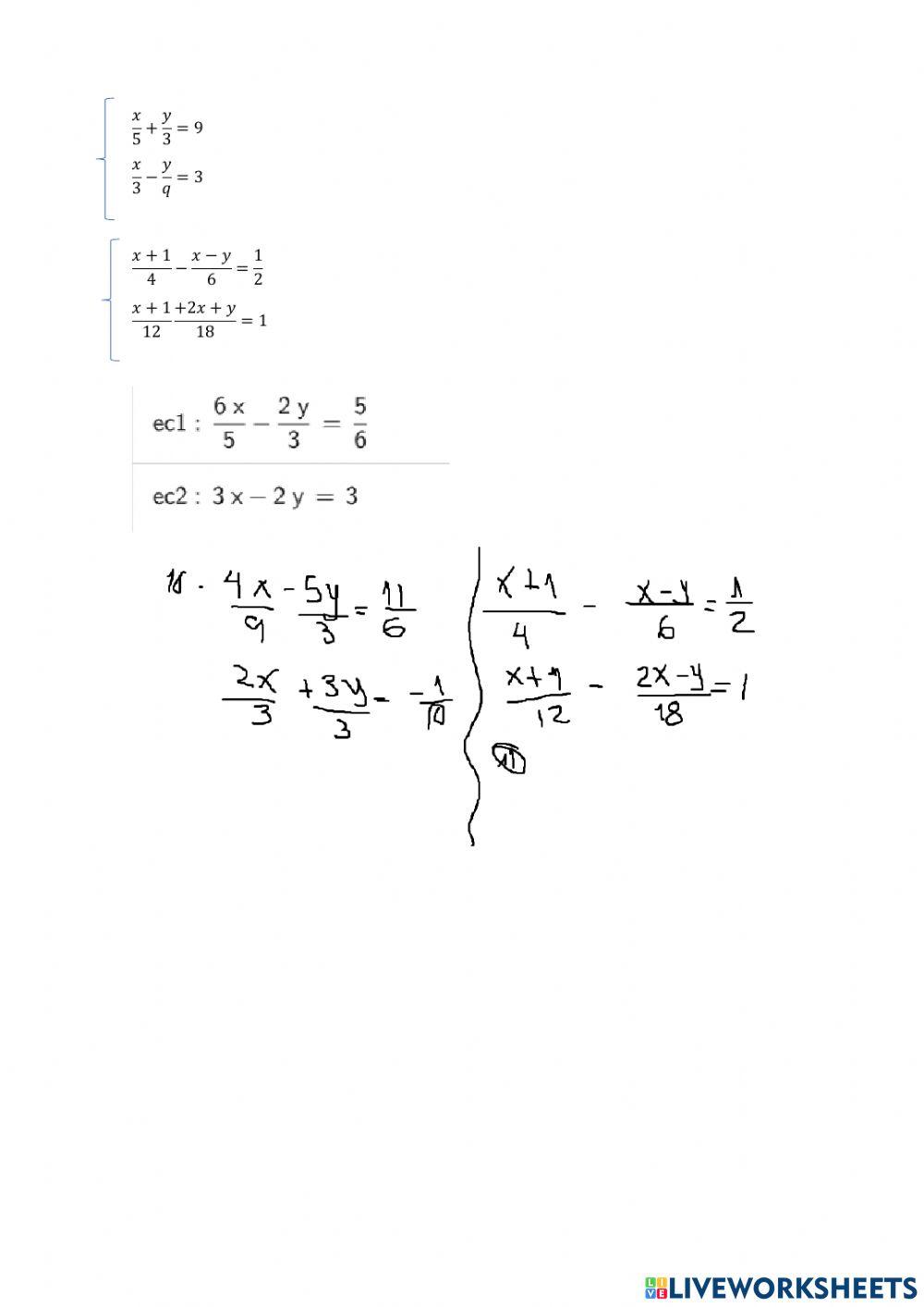 Sistemas de ecuaciones