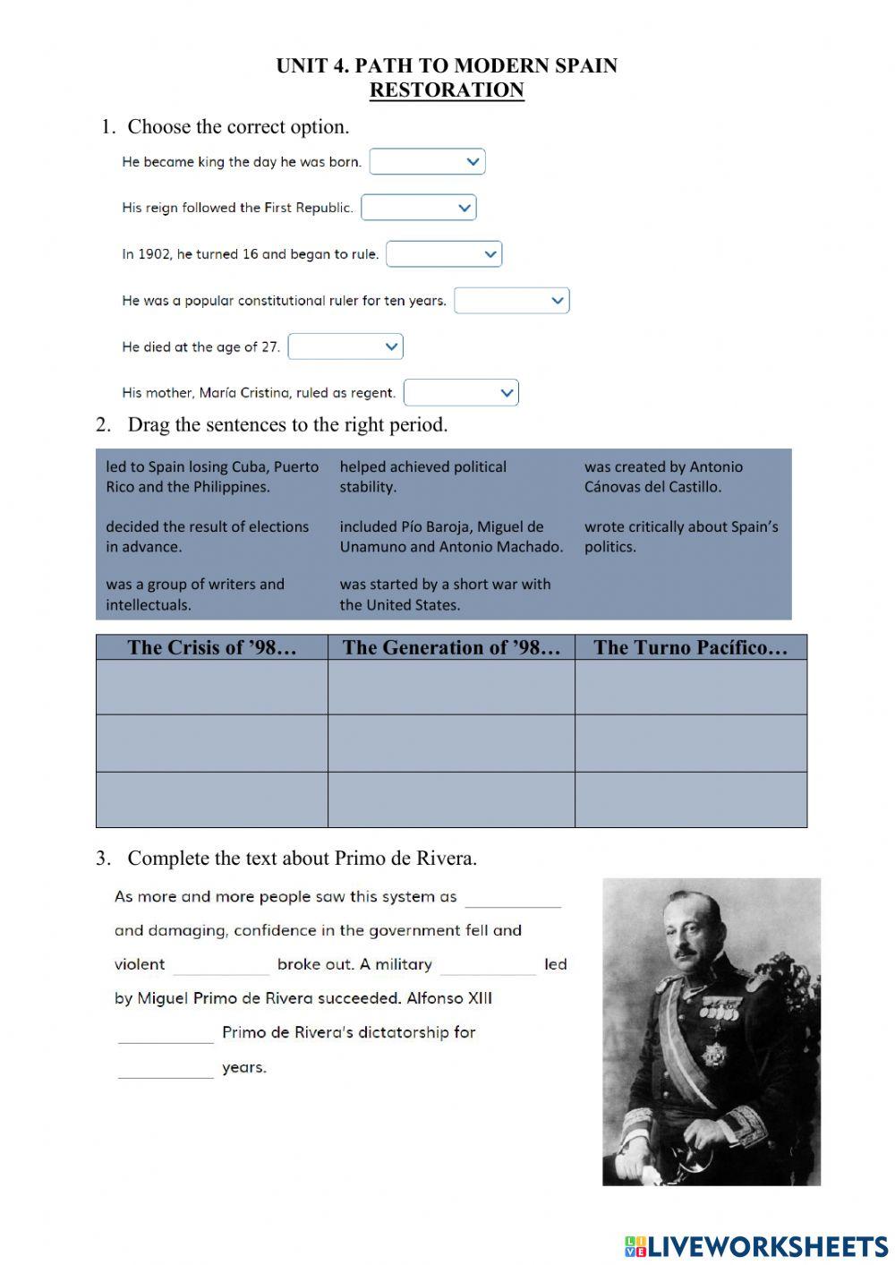 4.1 Path to Modern Spain. Restoration