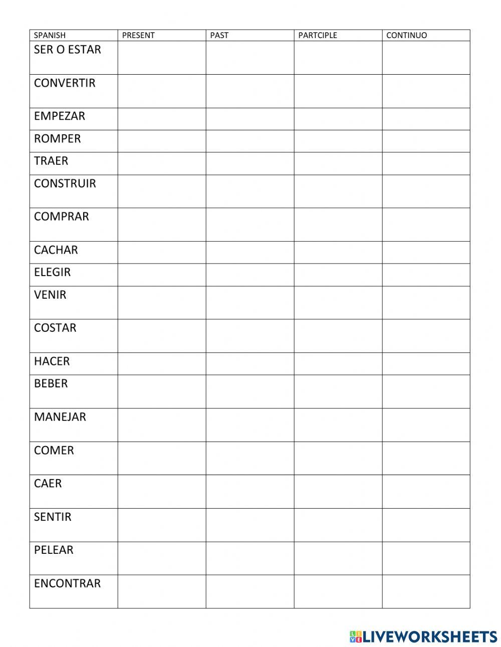 Verbs three times and ing