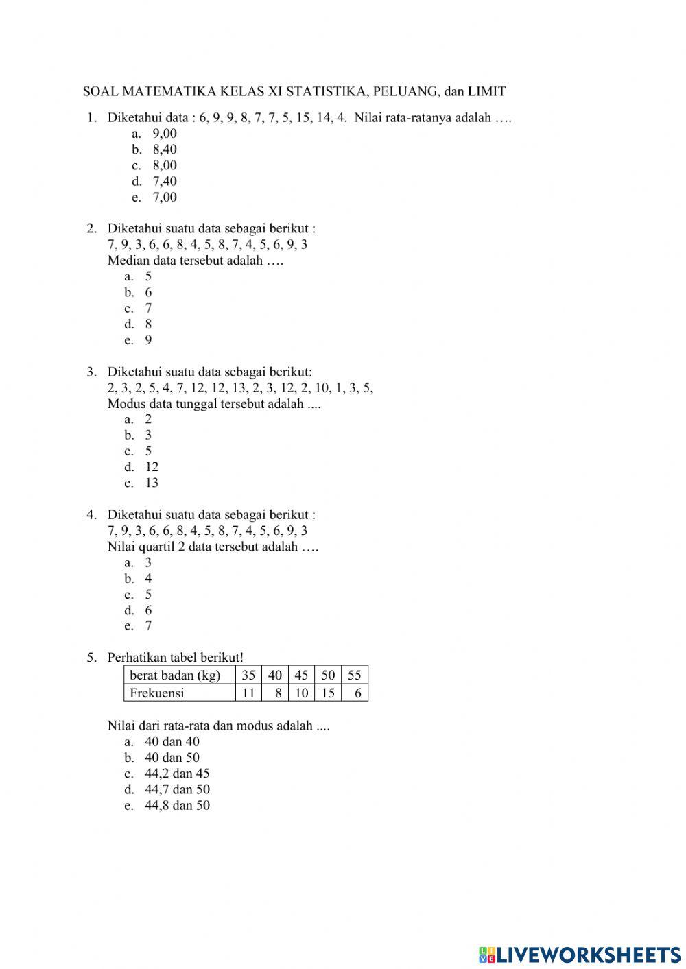 Latihan soal kelas XI