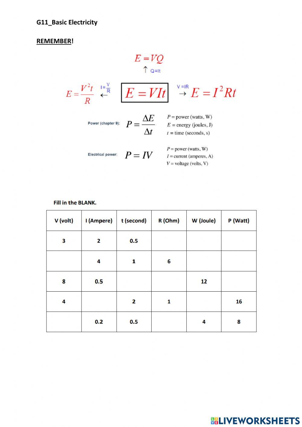 Electrical energy and Electrical Power