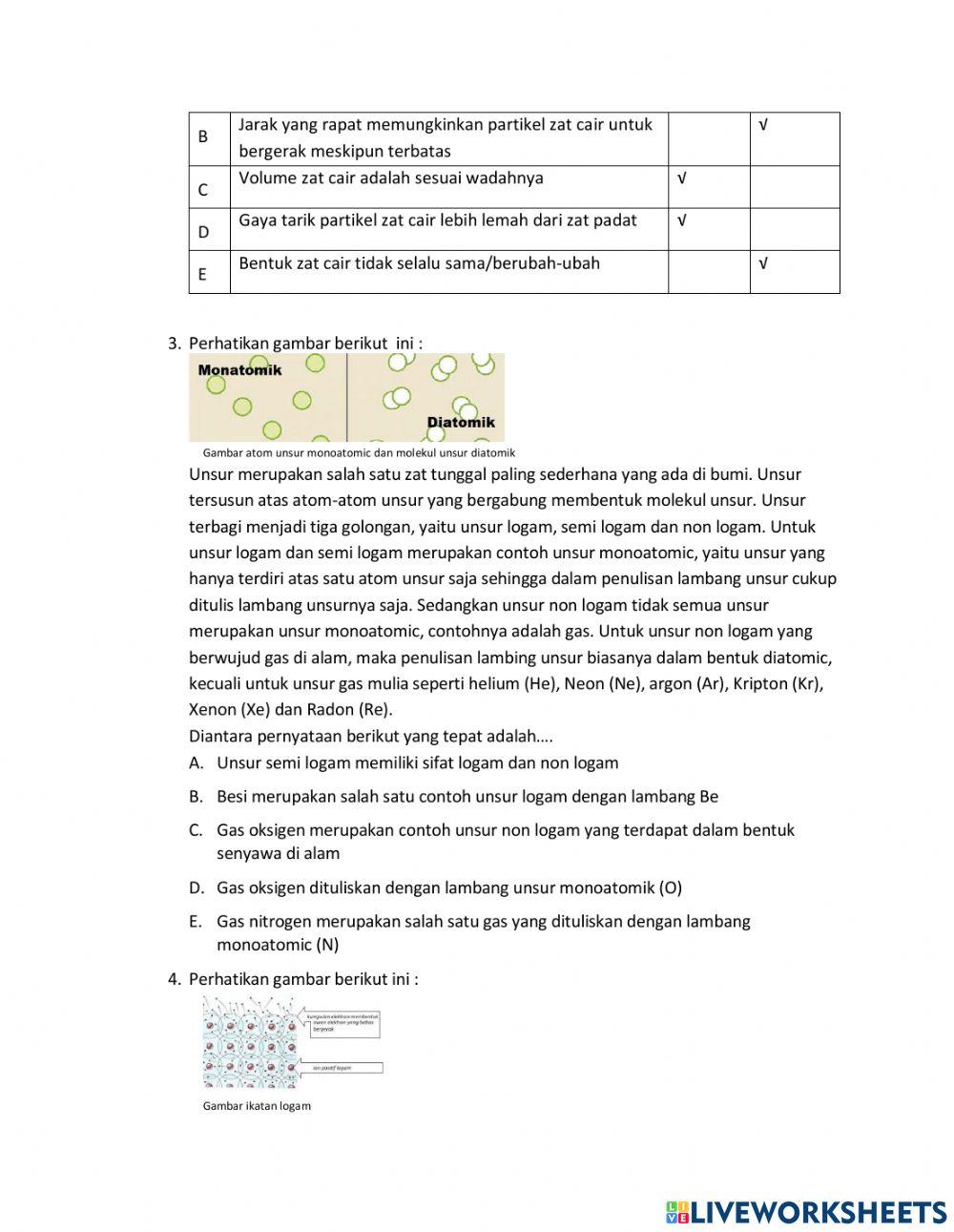Soal Ulangan Zat dan Perubahannya