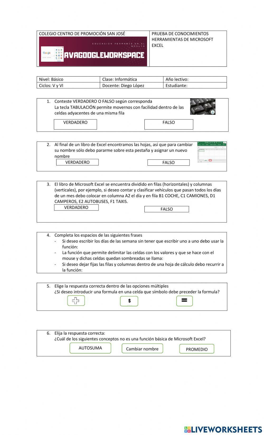 Funciones básicas de Microsoft Excel