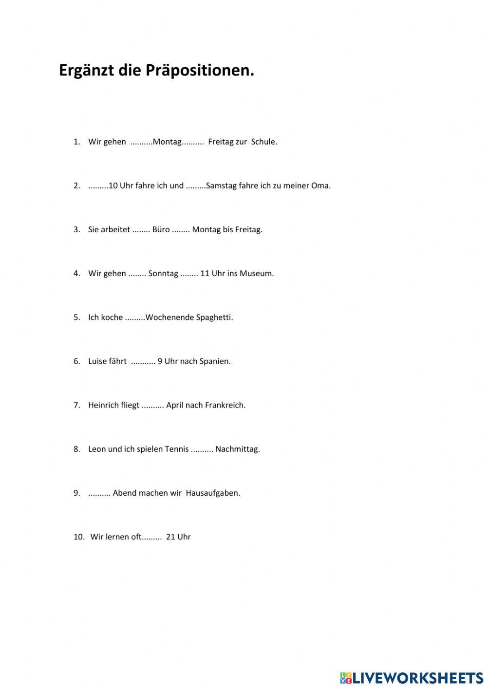 Präposition am, um , im