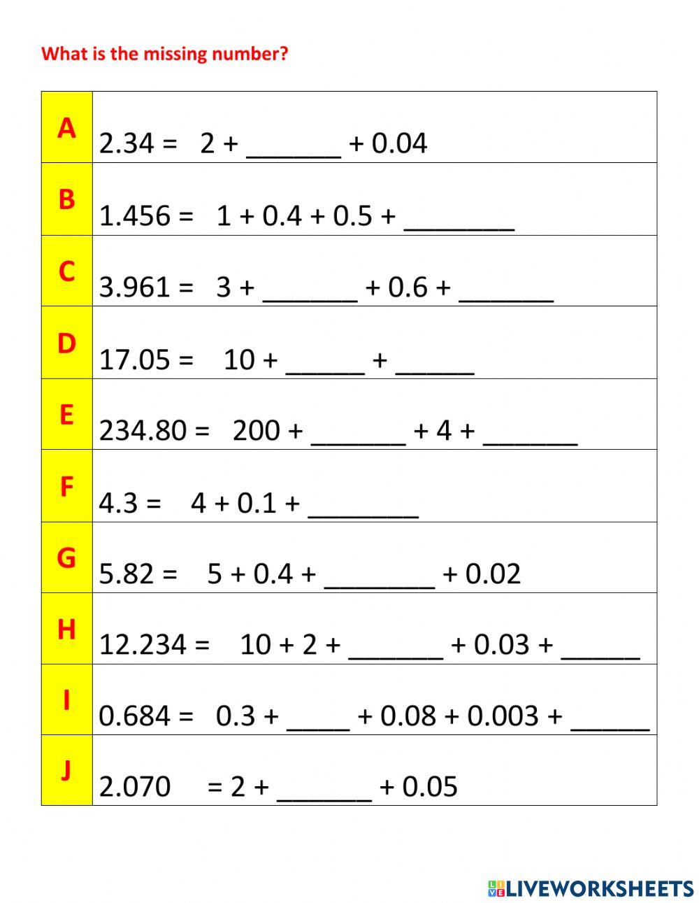 Decimal Place Value 2