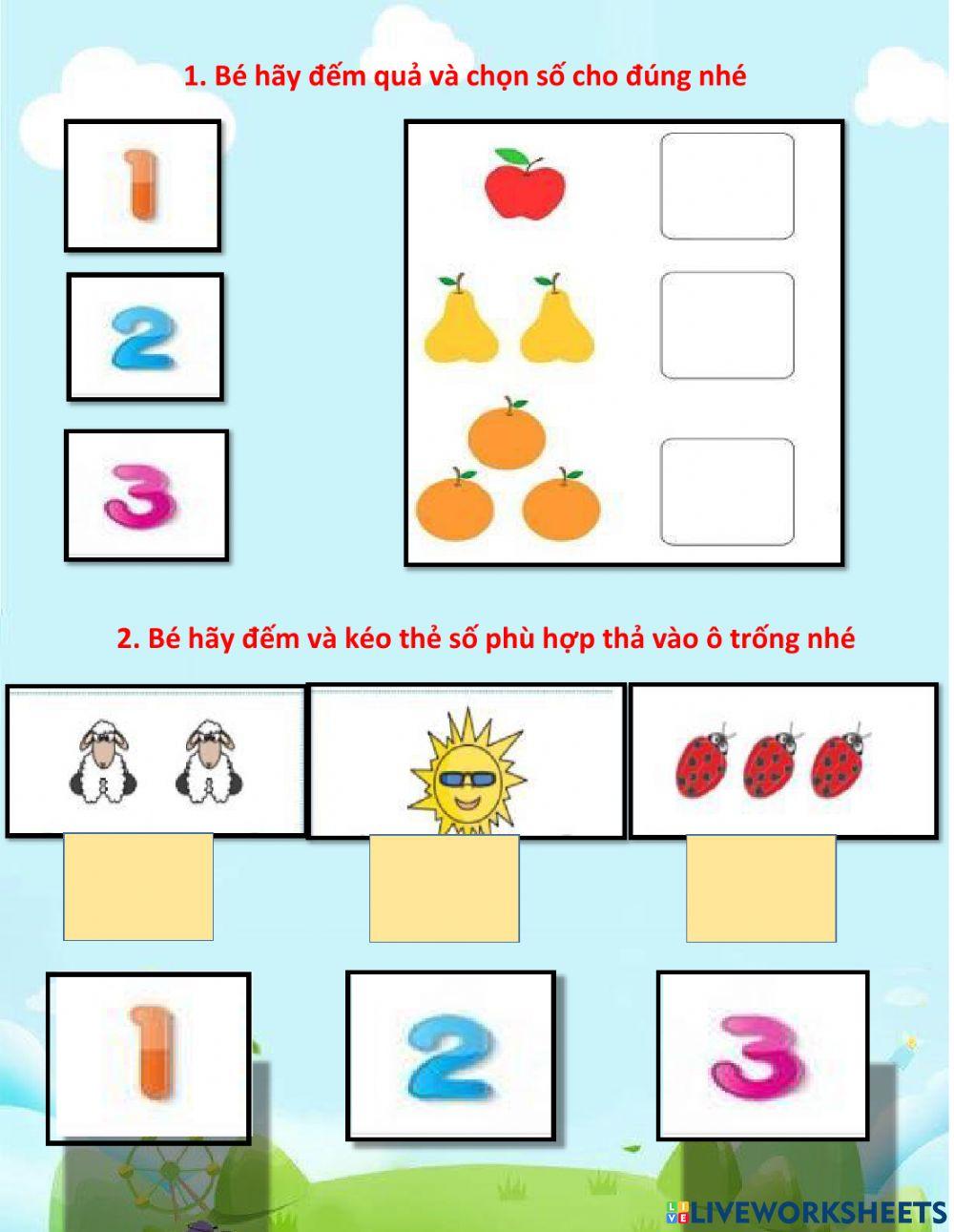 Bé hãy đếm và chọn kết quả đúng